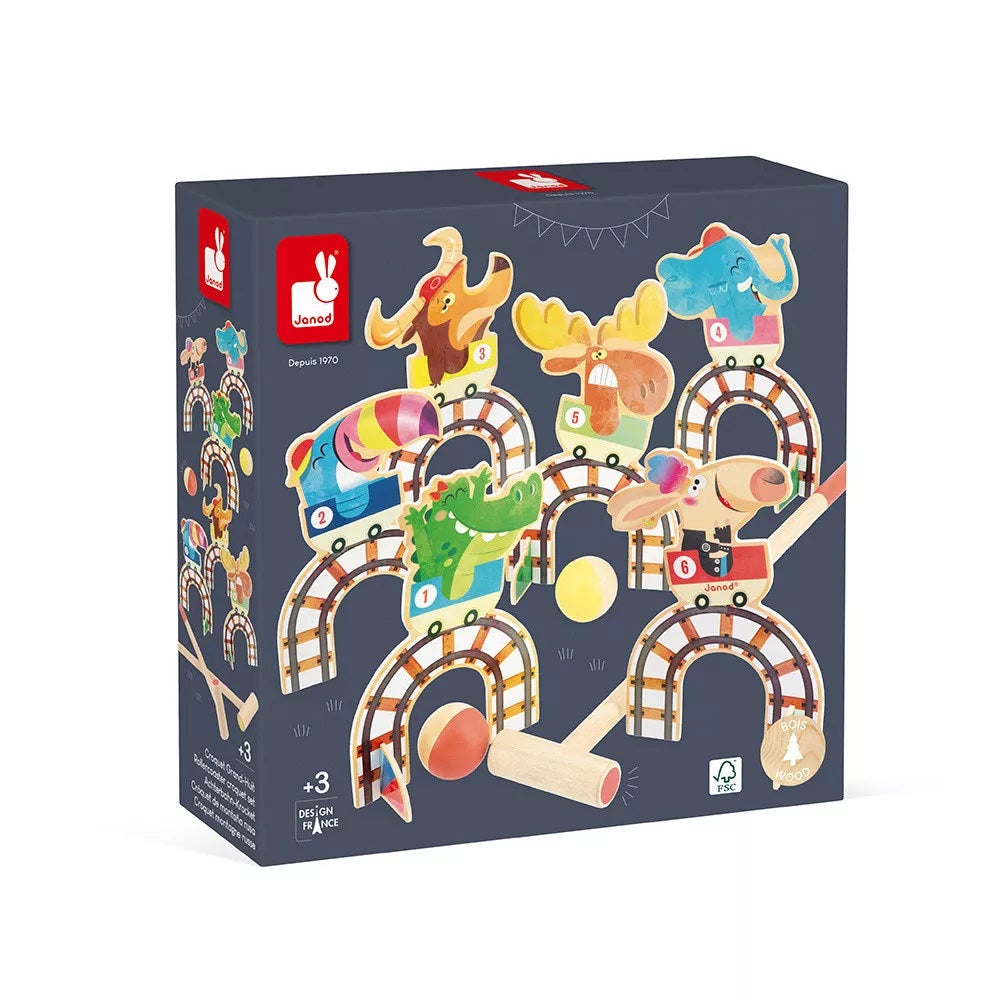 Janod 'Applepop' Wooden Rollercoaster Croquet Set