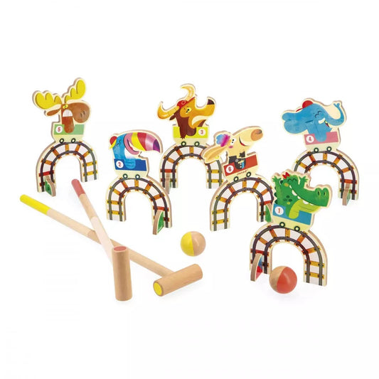 Janod 'Applepop' Wooden Rollercoaster Croquet Set