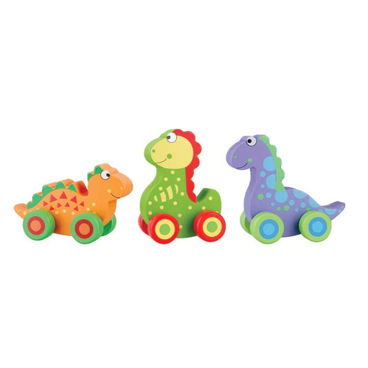 Orange Tree Toys Wooden First Push Along Dinosaurs