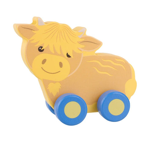 Orange Tree Toys Push Along Highland Cow