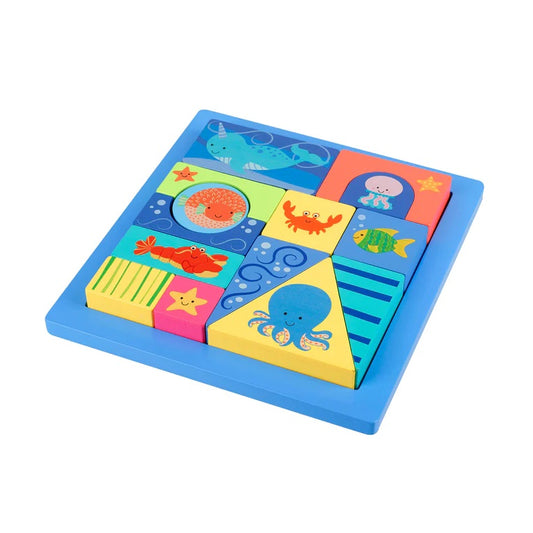 Orange Tree Toys Sea Life Block Puzzle Tray