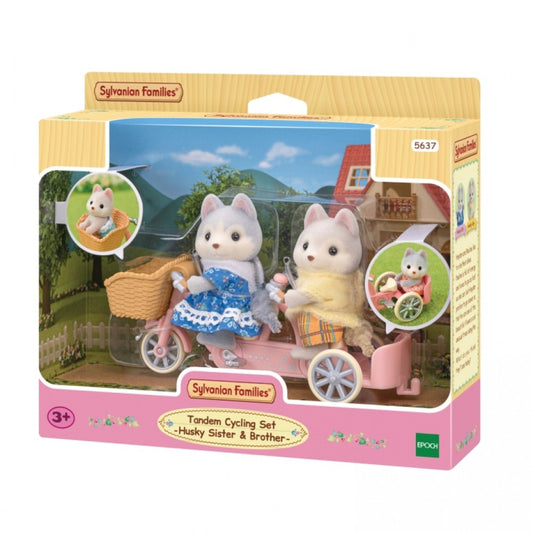 Sylvanian Families Tandem Cycling Huskey Sister & Brother Play Set