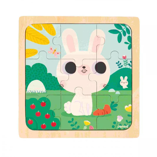 Janod Wooden 'White Rabbit' 9 Piece Puzzle